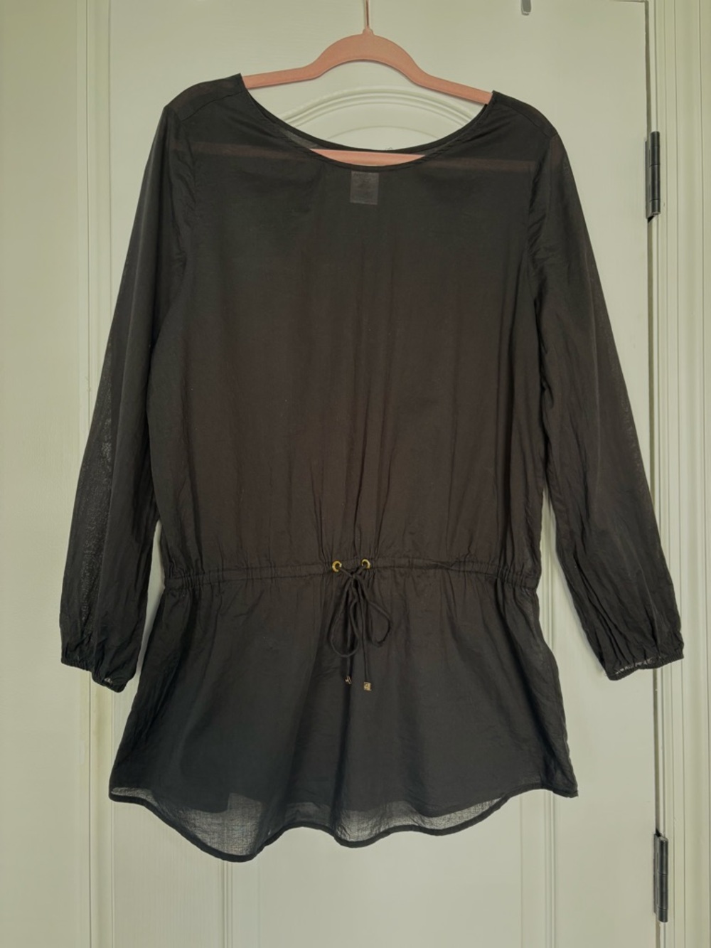 Michael Kors Black Long-Sleeve Drawstring waist Swim Coverup